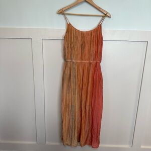 FRYE x Anthropologie Shibori Long Maxi Dress Women’s Small  Orange Tie Dye Silk